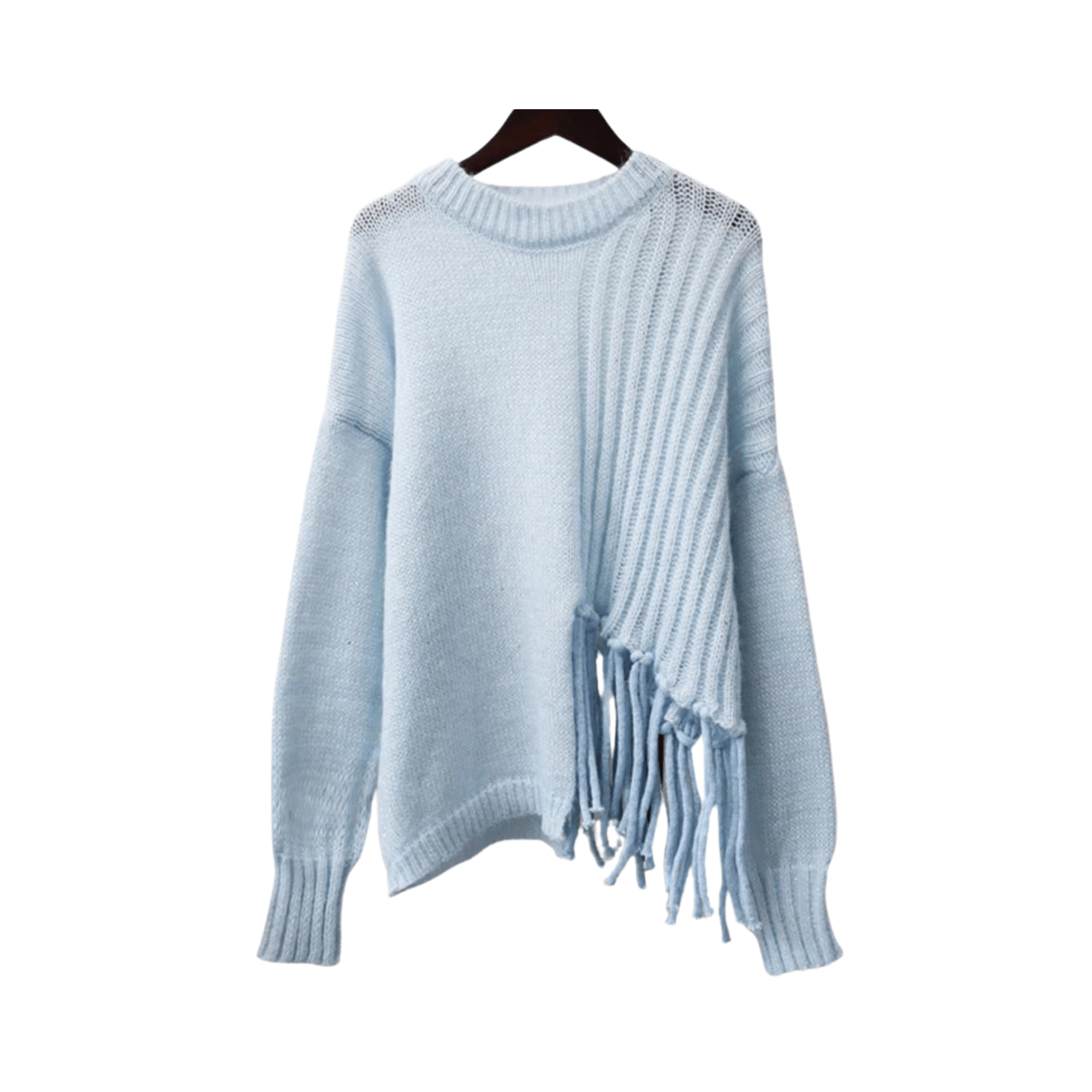 Light Blue Knot Tassels Knit Pullover - Kelly Obi New York