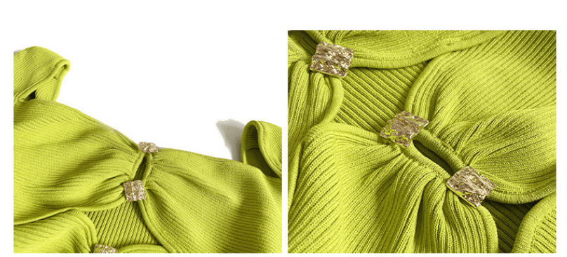 Lime Hollow out Knitted Dress - Kelly Obi New York