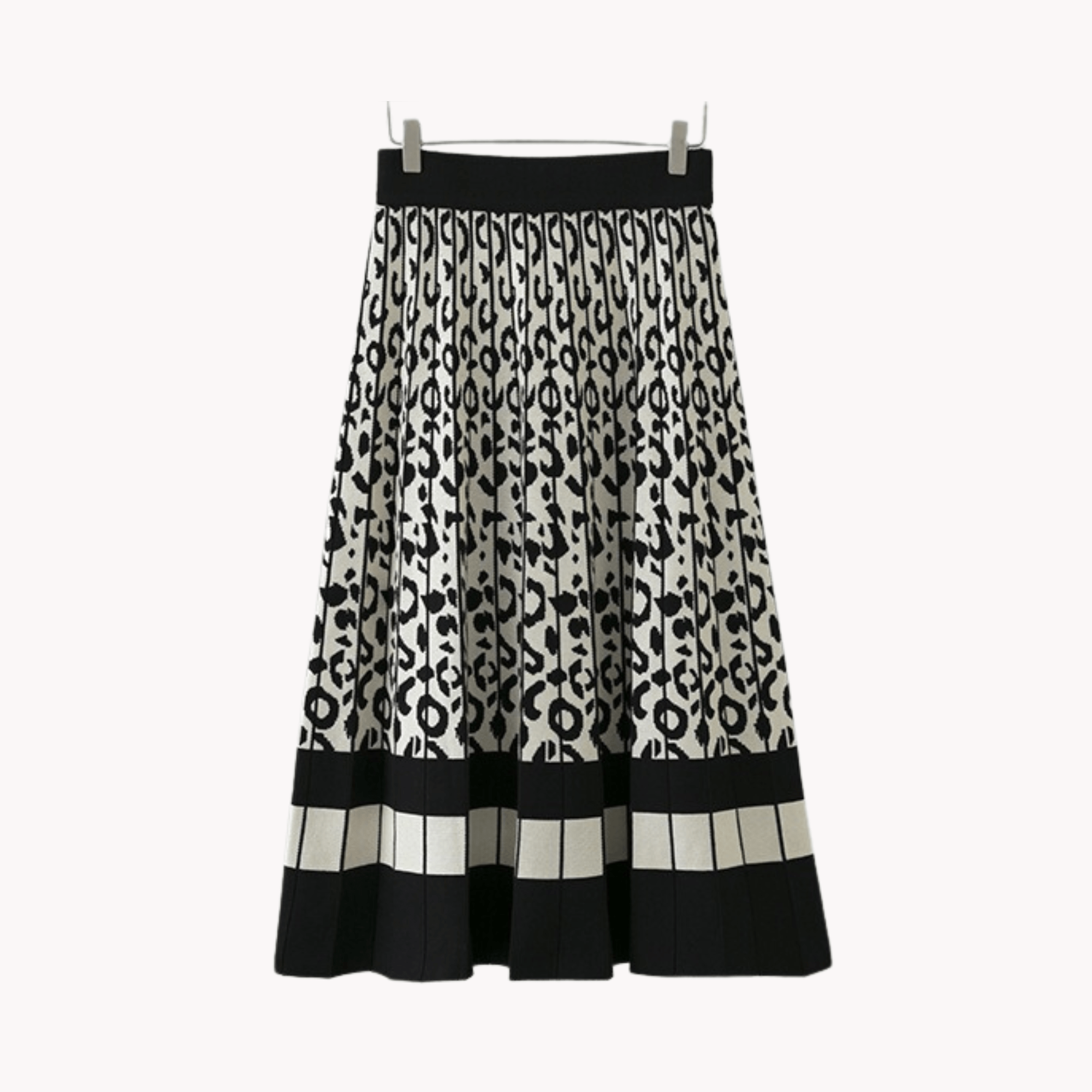 Lines and Curls Contrast Knitted Skirt - Kelly Obi New York