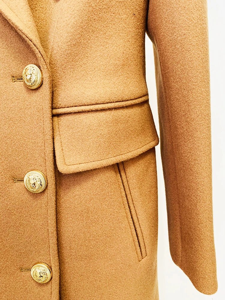 Lion Buttons Double-Breasted Slim Coat - Kelly Obi New York