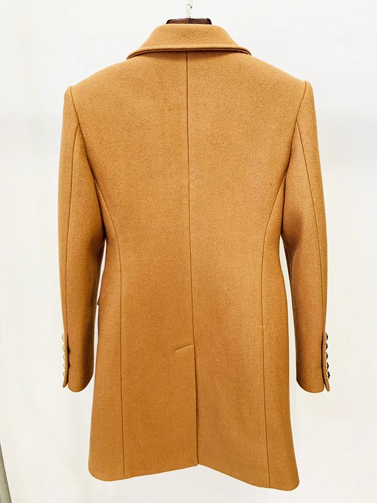 Lion Buttons Double-Breasted Slim Coat - Kelly Obi New York