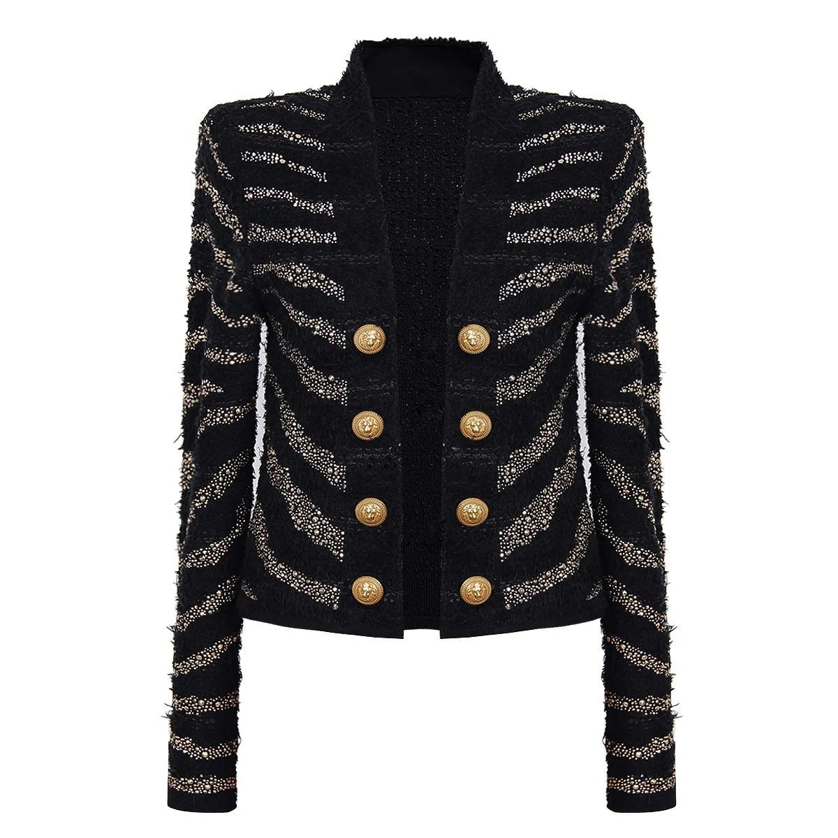 Lion Buttons Zebra Stripes Jacket - Kelly Obi New York