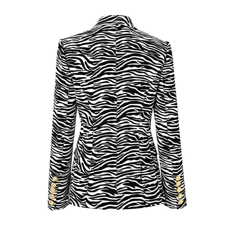 Lion Head Buttons Zebra Blazer - Kelly Obi New York