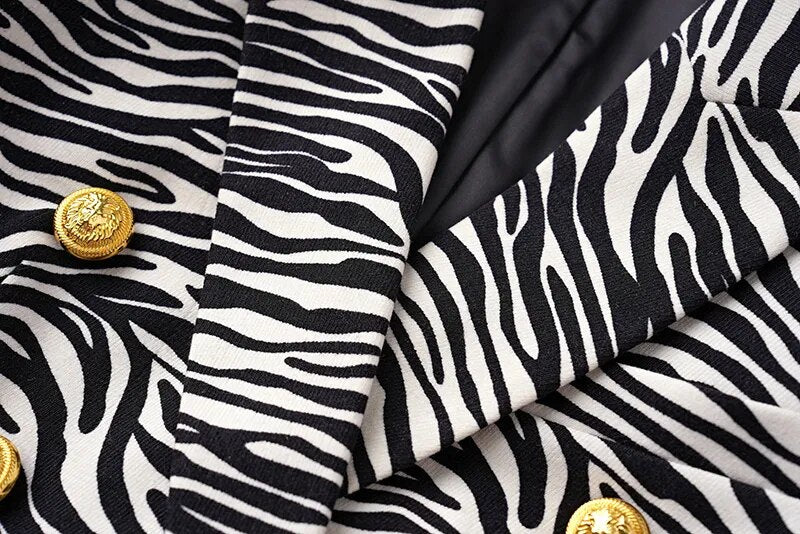 Lion Head Buttons Zebra Blazer - Kelly Obi New York