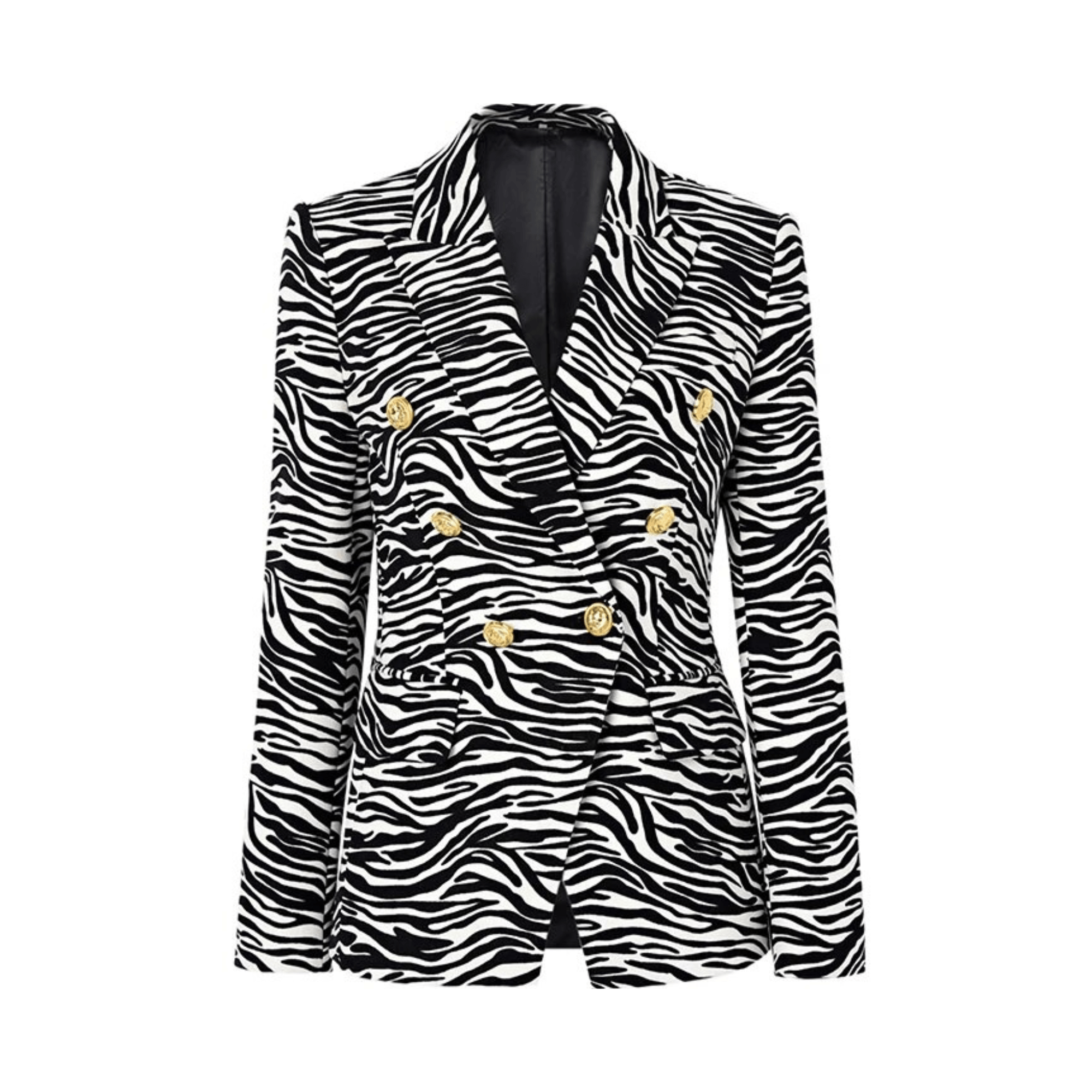 Lion Head Buttons Zebra Blazer - Kelly Obi New York