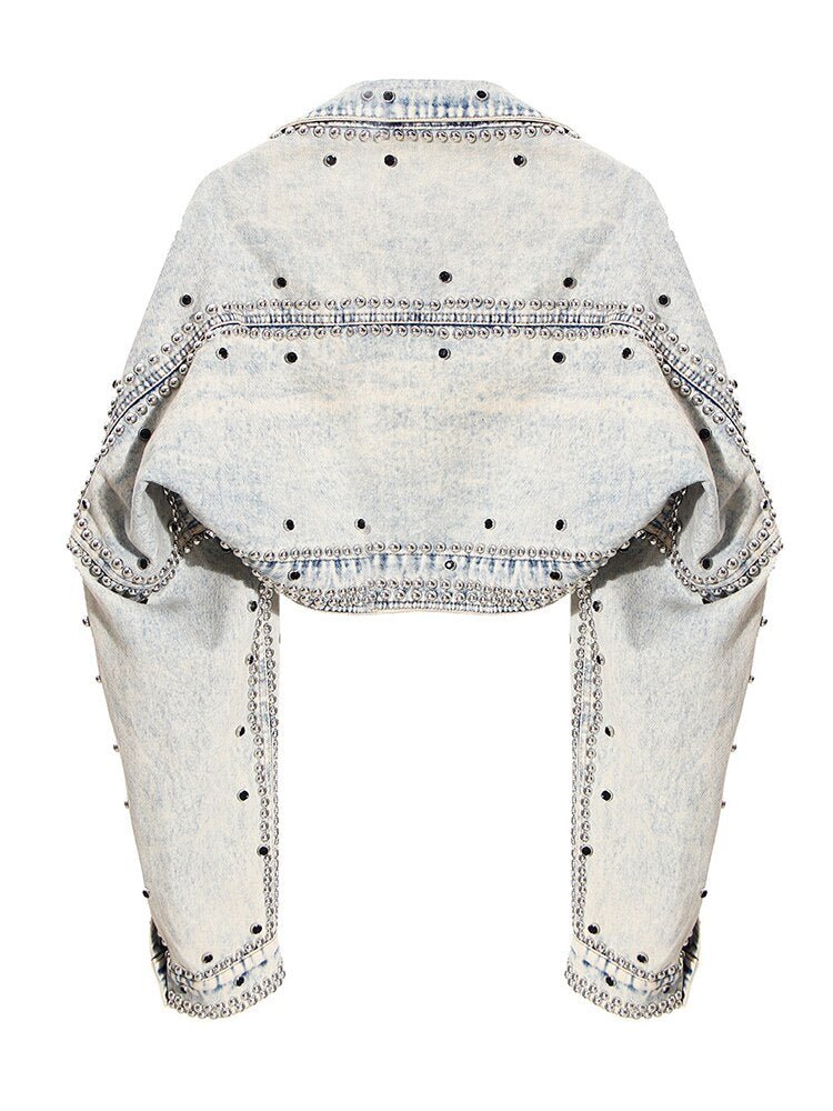 Loose Fit Studded Denim Jacket - Kelly Obi New York