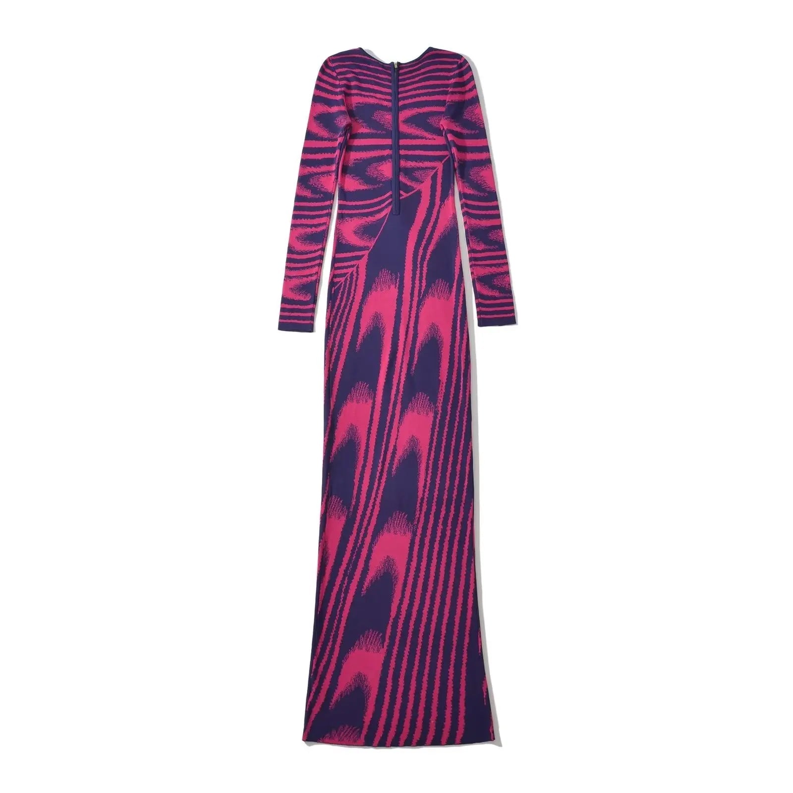 Marbled Jacquard Knitted Long Dress - Kelly Obi New York