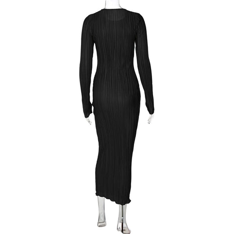 Maxi Bodycon Pleated Dress - Kelly Obi New York