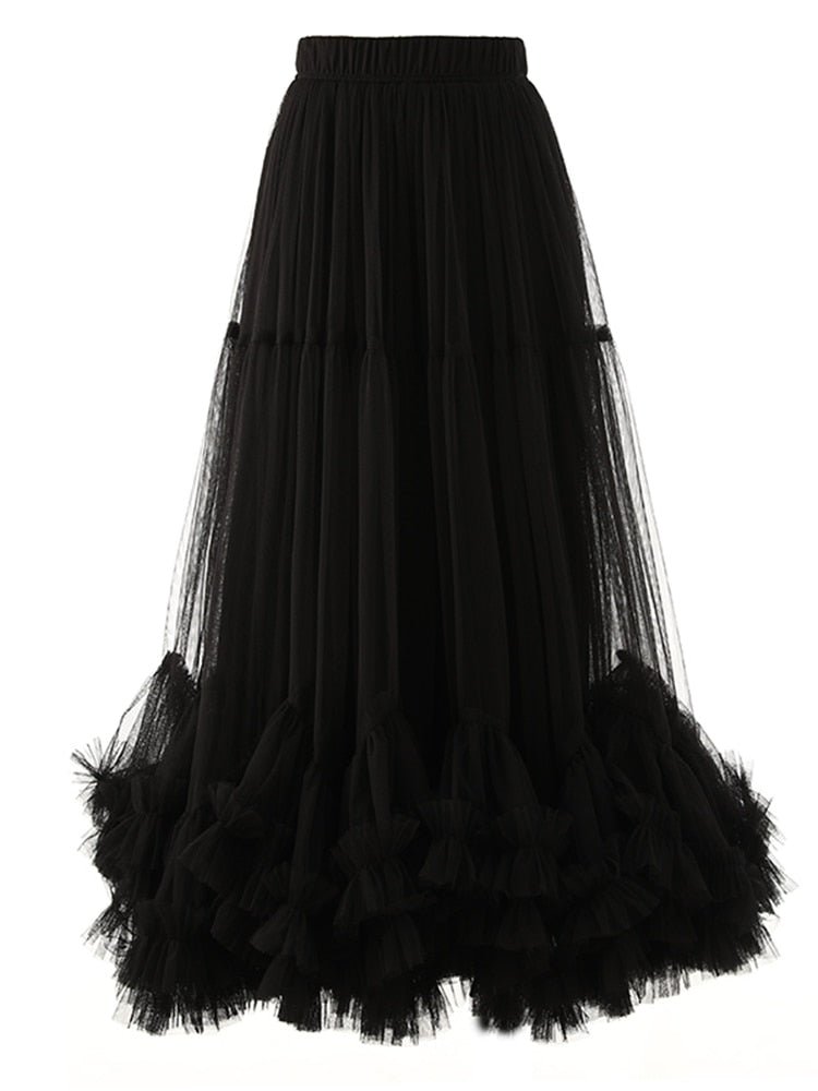 Mesh Ruffle Skirt - Kelly Obi New York