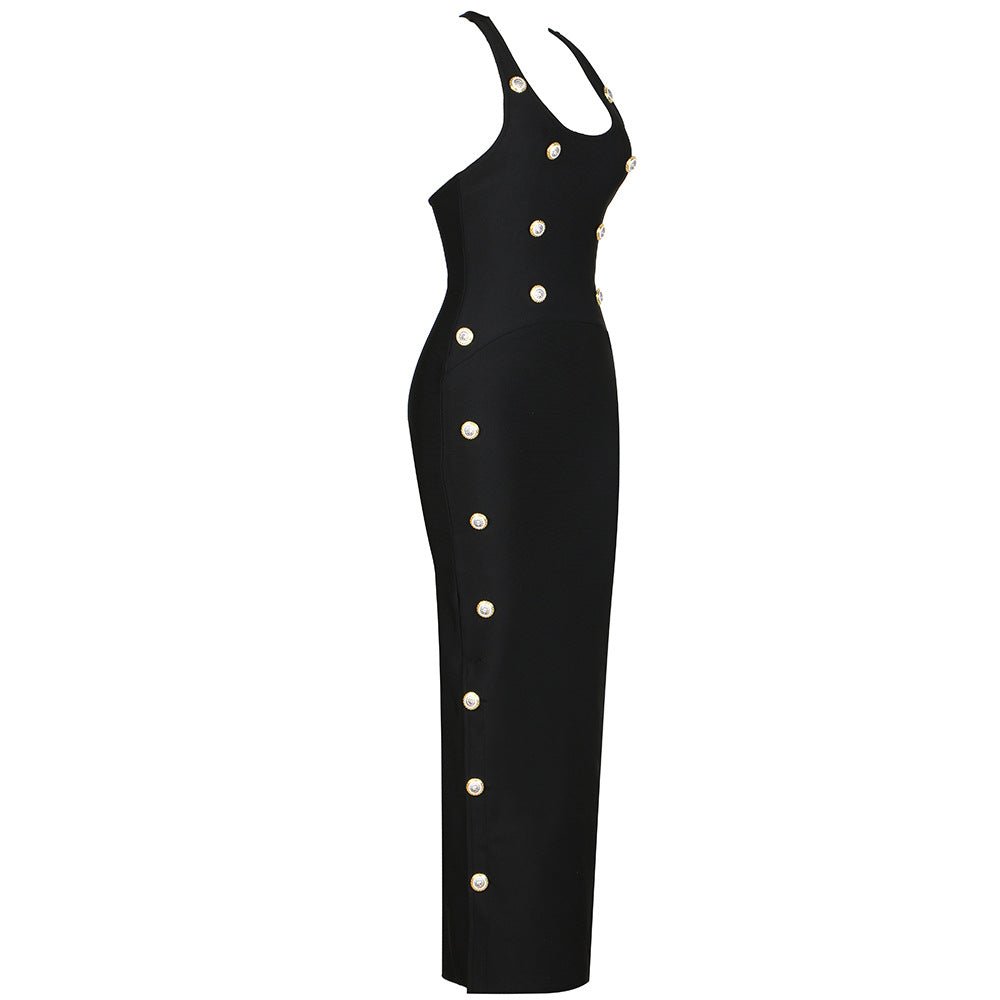 Metal Button Maxi Bandage Dress - Kelly Obi New York