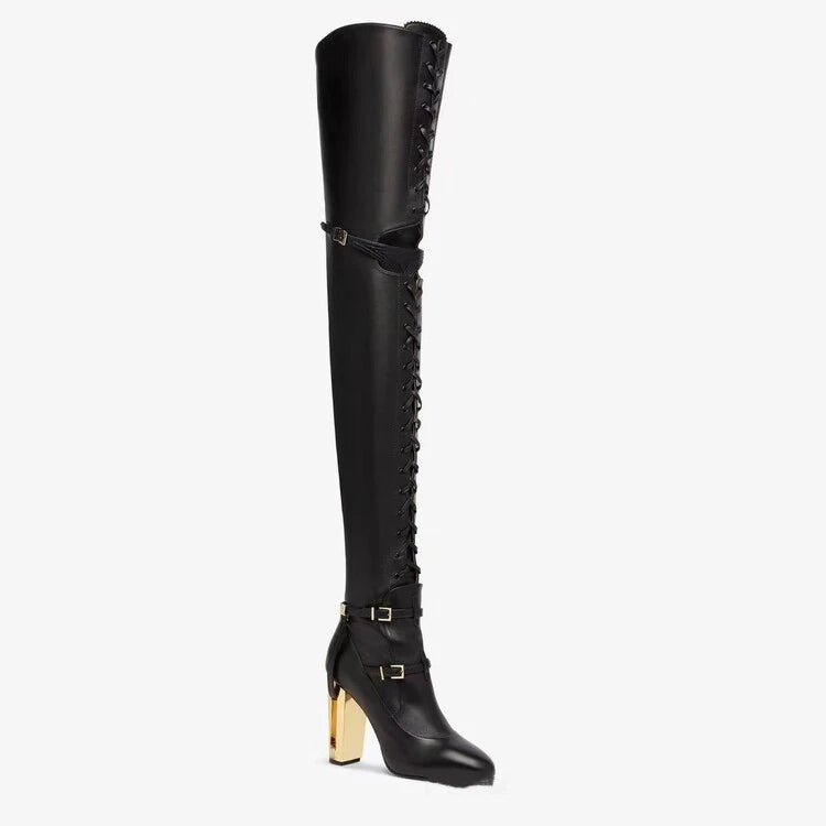 Metal Heels Over-the-Knee Boots - Kelly Obi New York