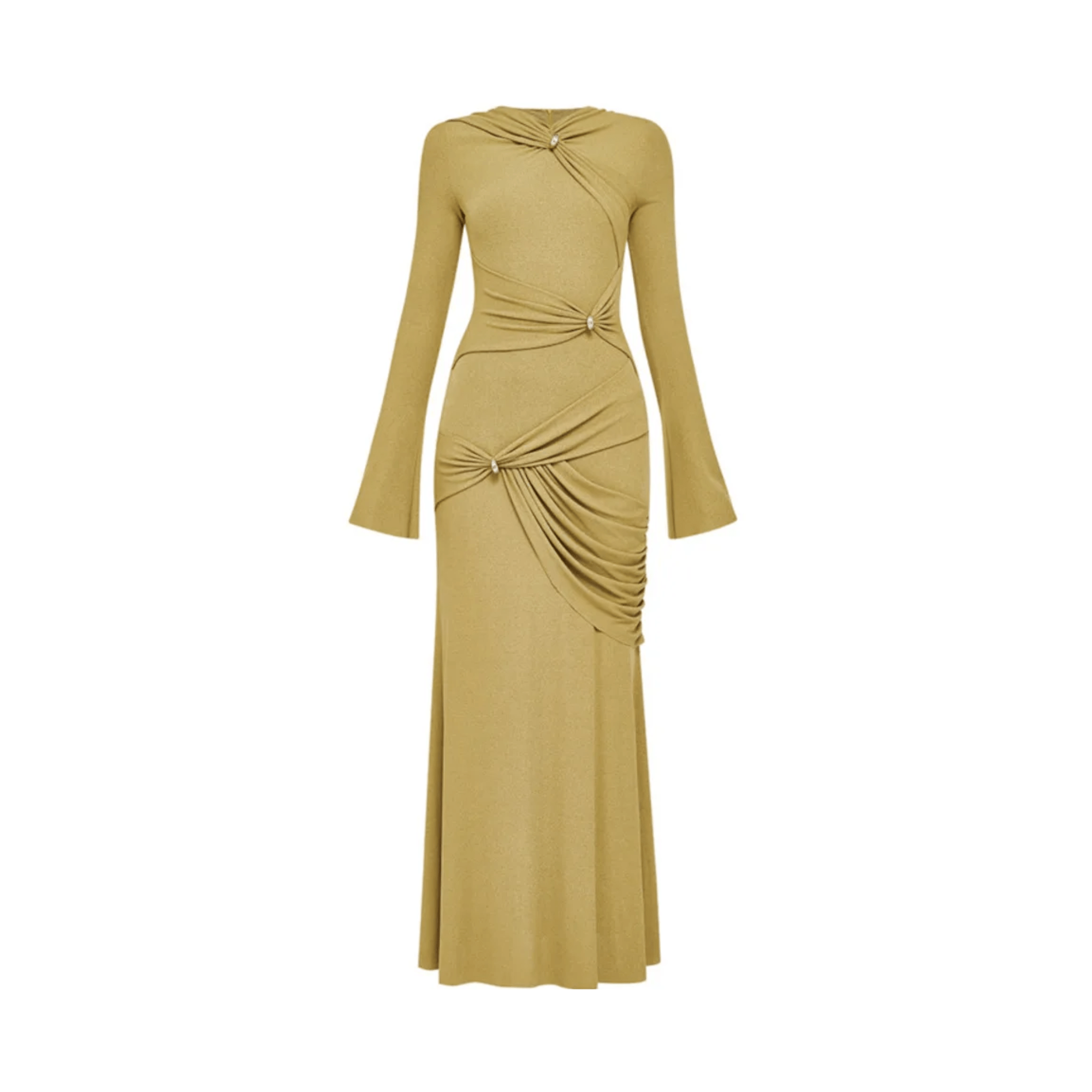 Metal Rings Pleated Dress - Kelly Obi New York