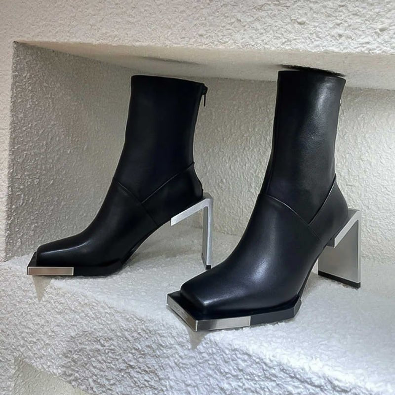 Metal Toe and Heel Ankle Boots - Kelly Obi New York