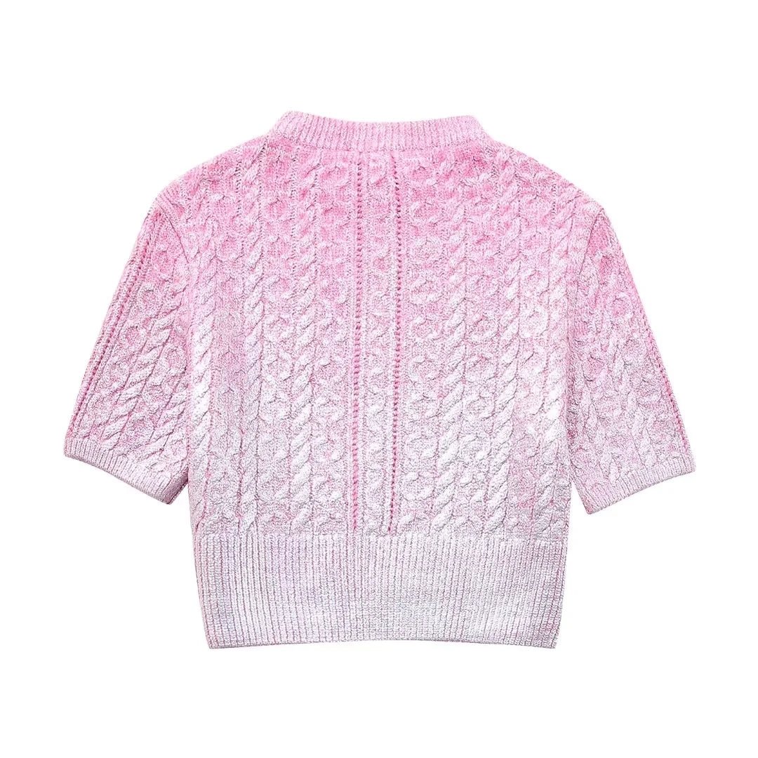 Metallic Knitted Short Sweater - Kelly Obi New York