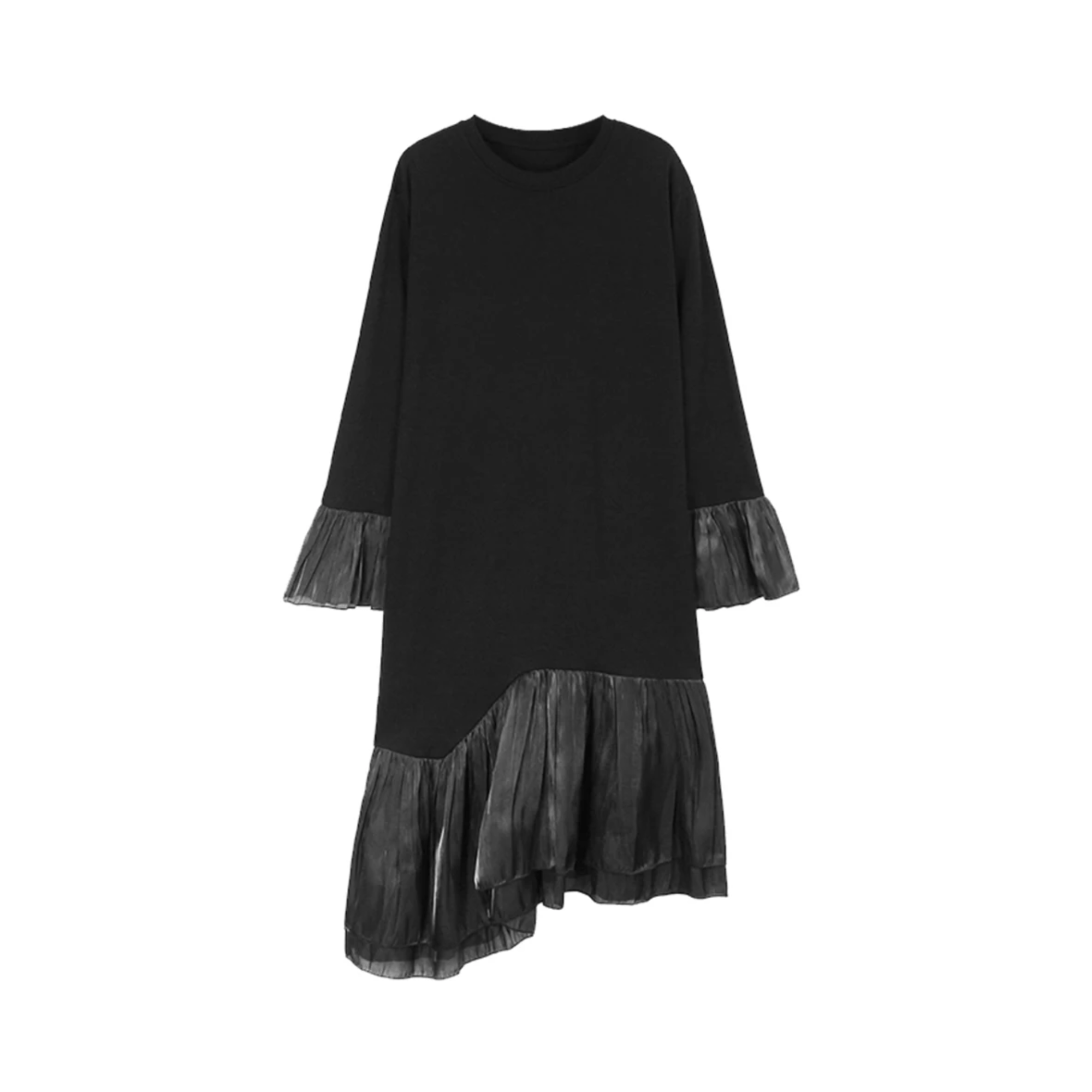 Mid-Calf Pleated Cuffs Hem Dress - Kelly Obi New York