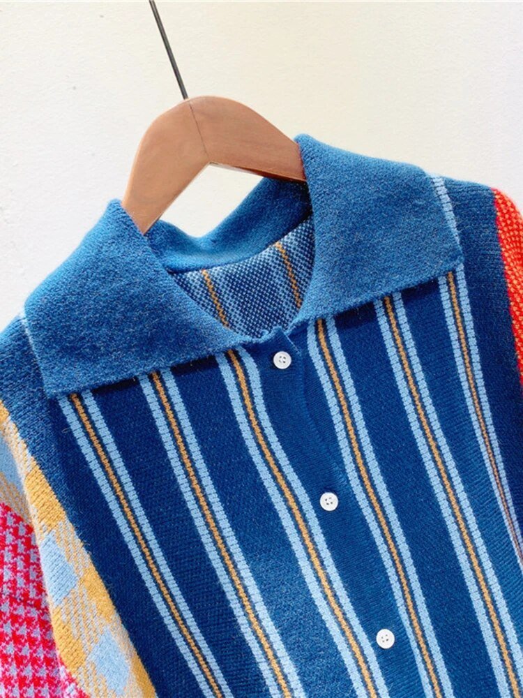 Mixed Pattern Patchwork Knit Sweater - Kelly Obi New York