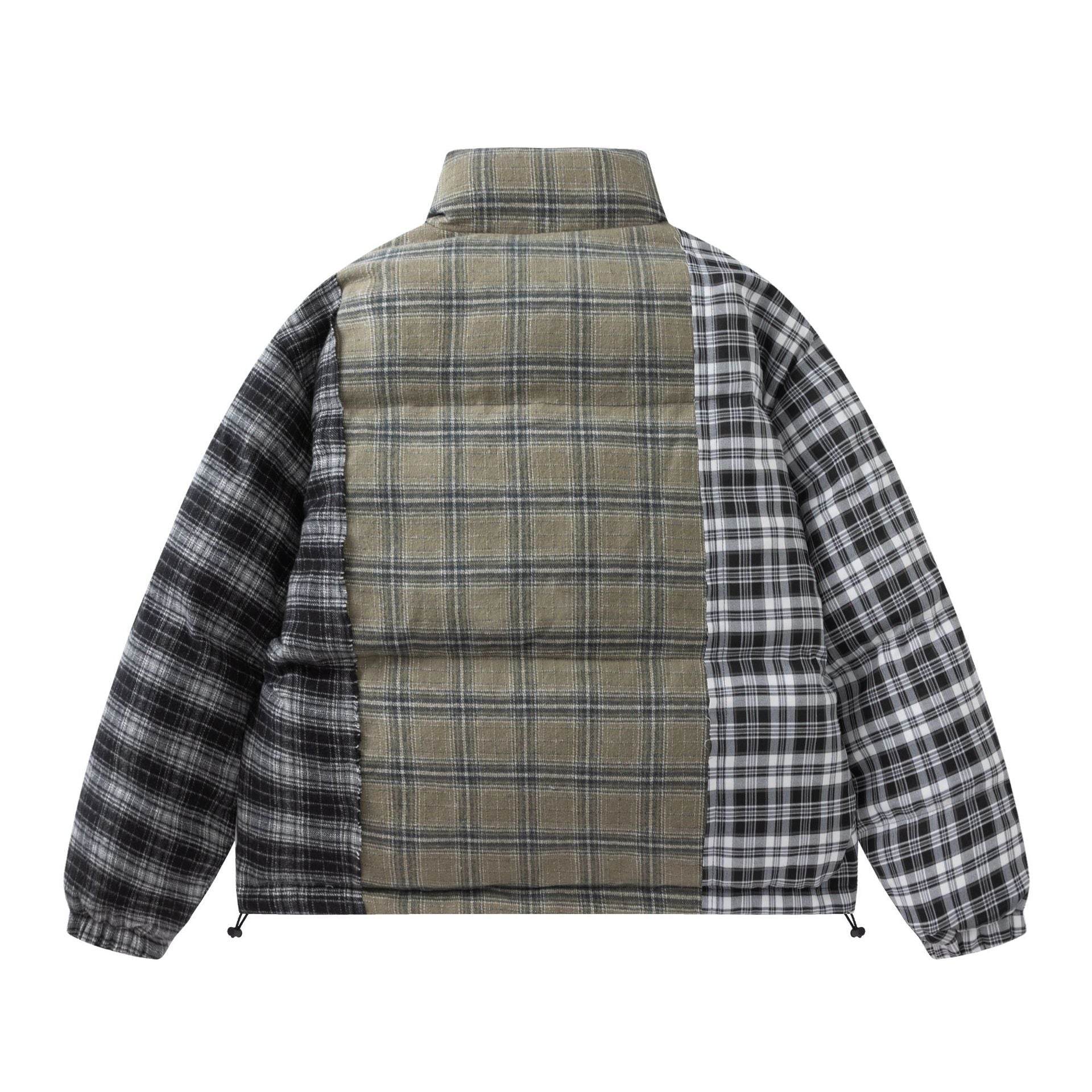 Mixed Plaid Turtleneck Padded Jacket - Kelly Obi New York