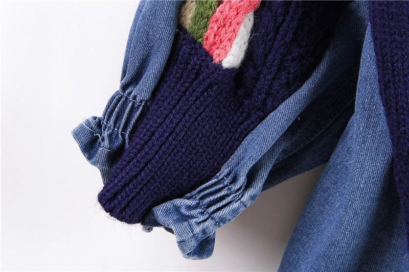 Mock Two-Piece Denim Knit Sweater - Kelly Obi New York