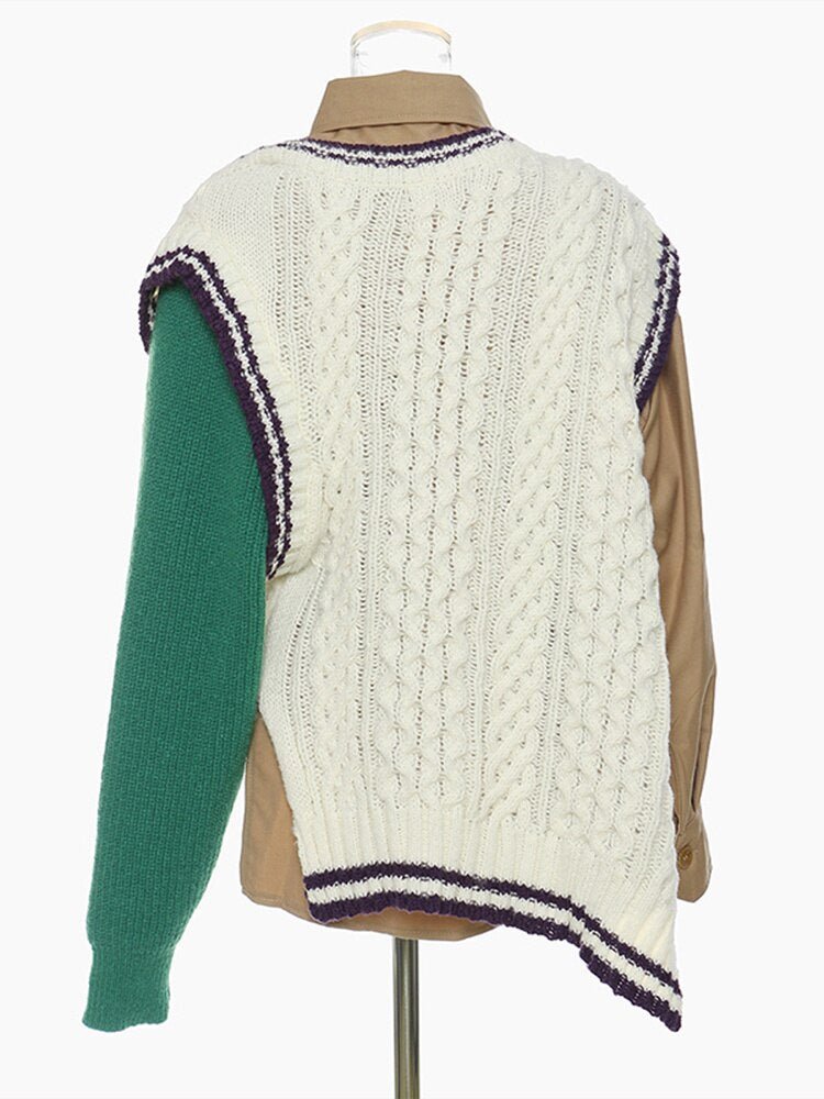 Multi Fabric Spliced Sweater - Kelly Obi New York