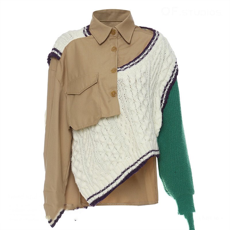 Multi Fabric Spliced Sweater - Kelly Obi New York