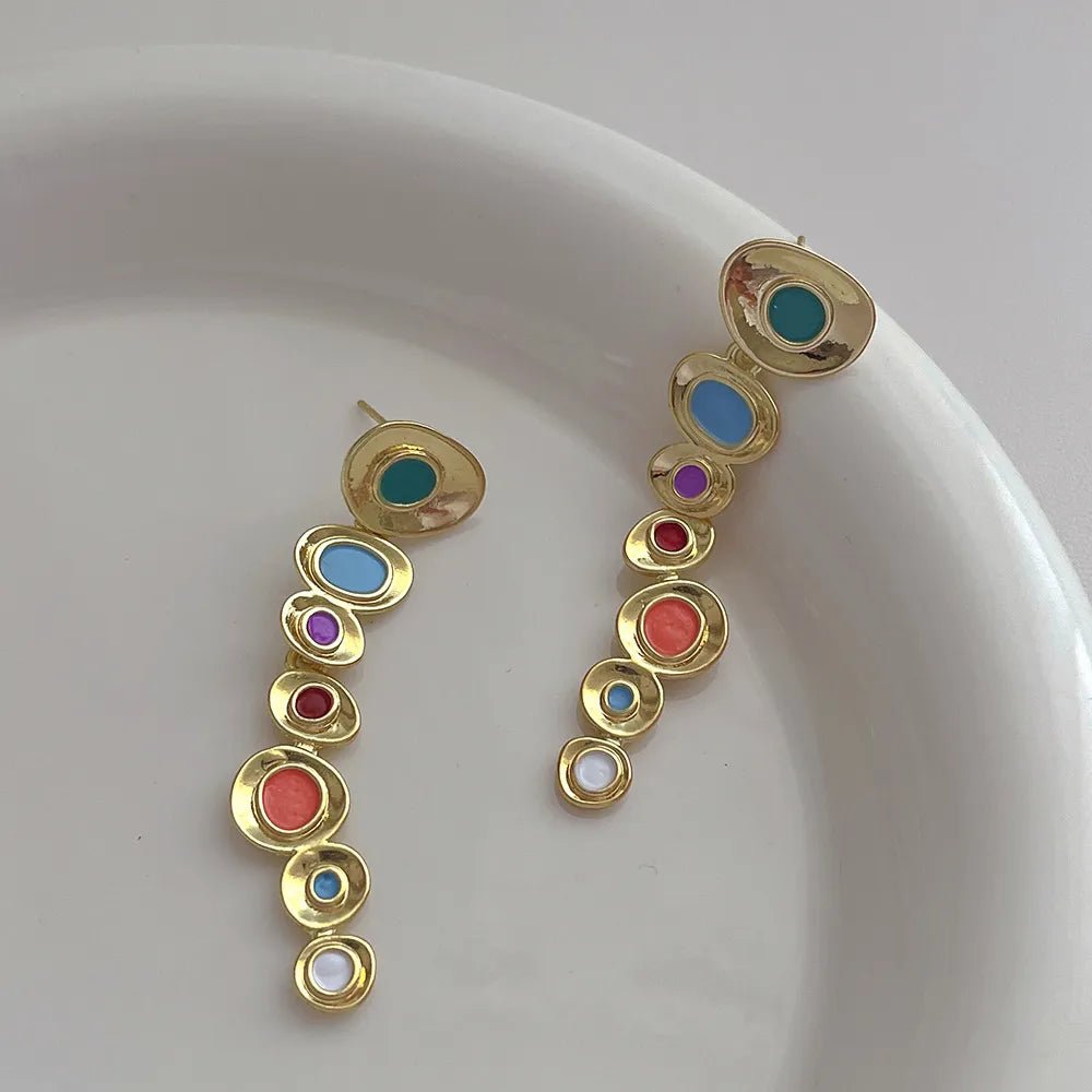 Multicolor Cold Enamel Copper Earrings - Kelly Obi New York