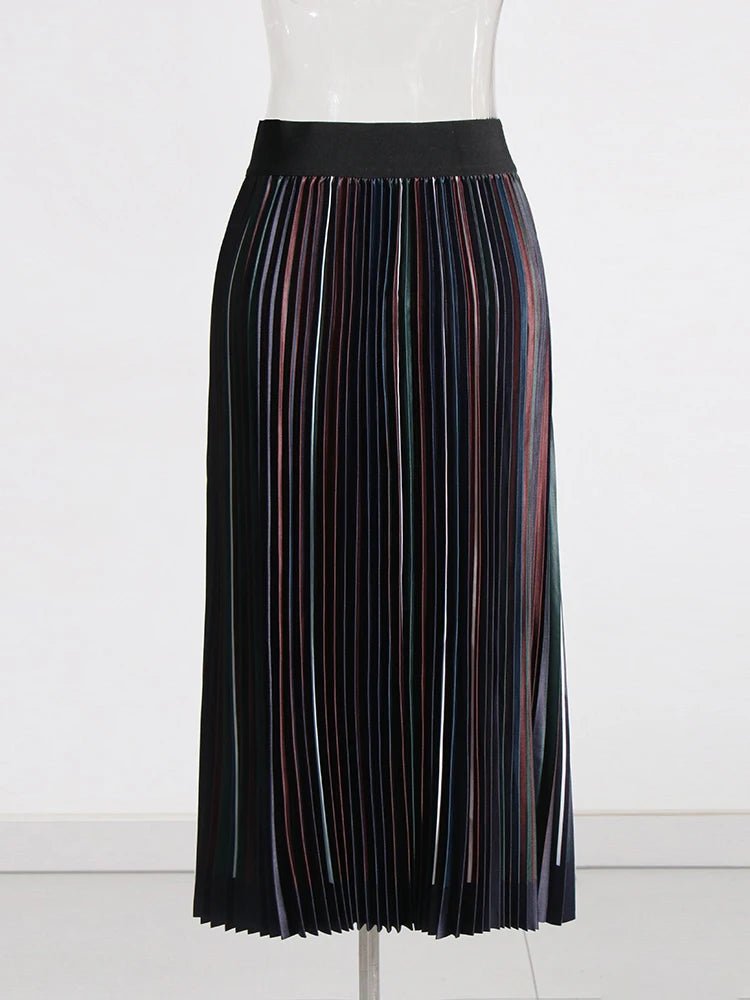 Multicolor Pleats Mid-Calf Skirt - Kelly Obi New York