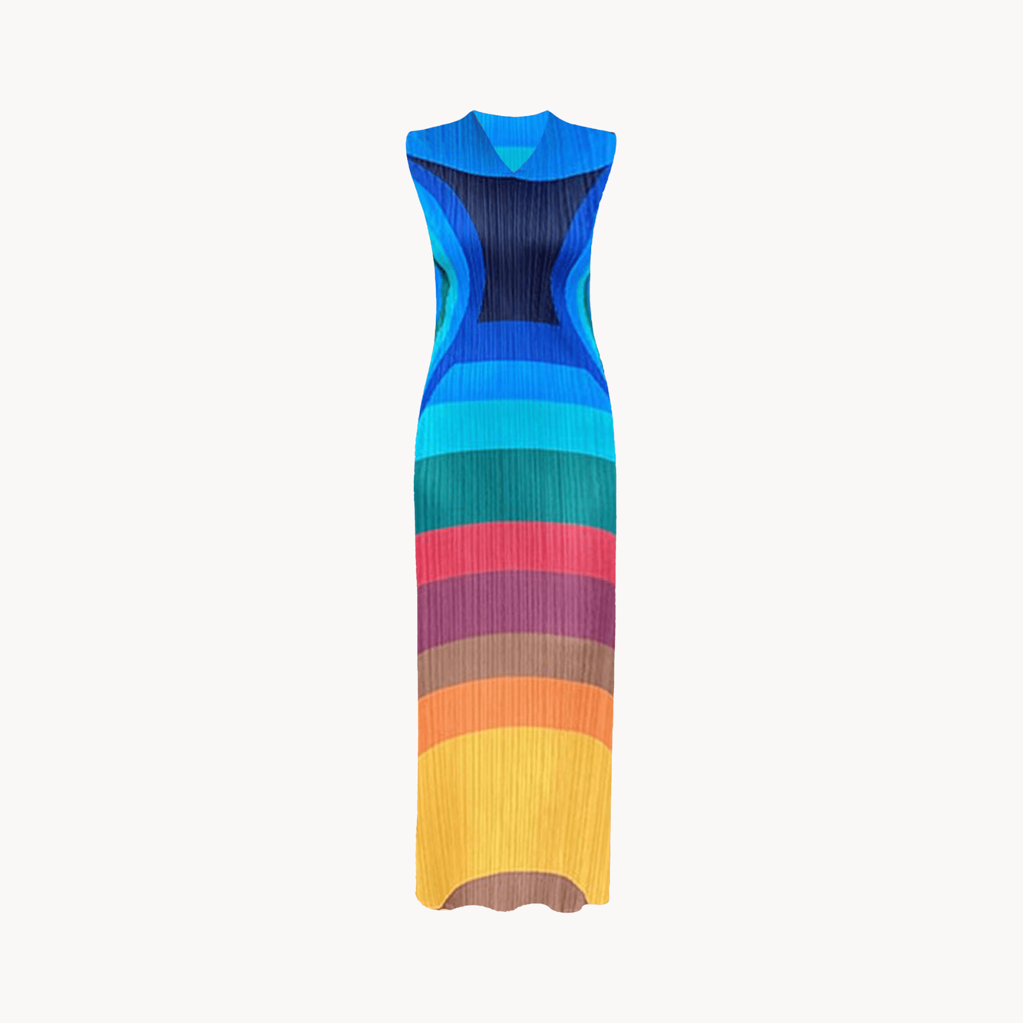 Multicolor Sleeveless Pleated Dress - Kelly Obi New York