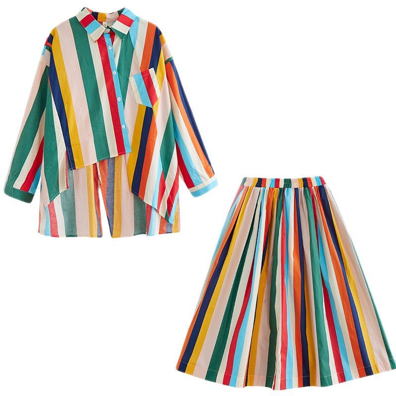 Multicolor Striped Top and Skirt Set - Kelly Obi New York