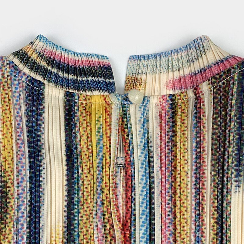 Multicolor Stripes Pleated Dress - Kelly Obi New York