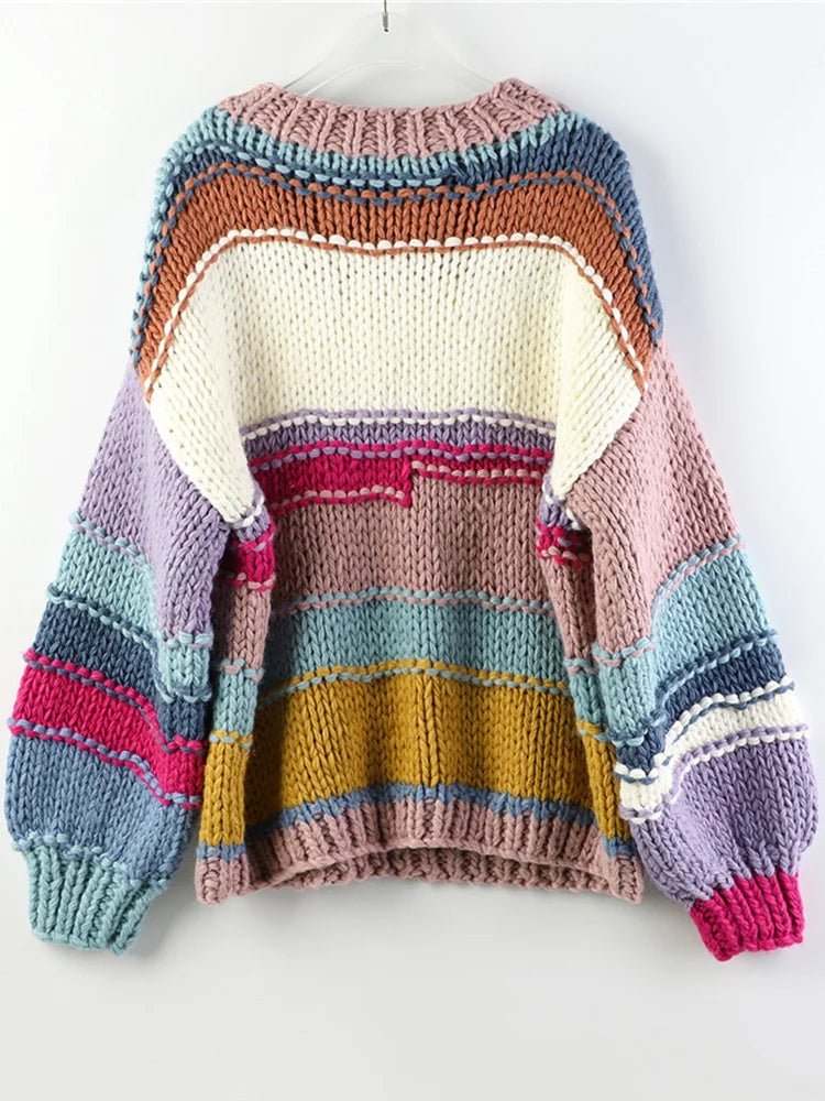 Multicolor Stripes Round Neck Sweater - Kelly Obi New York