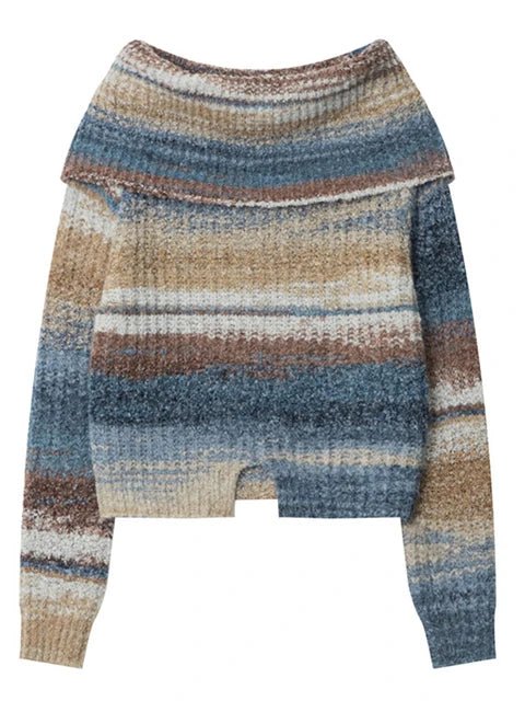 Muted Tones Off Shoulder Knit Sweater - Kelly Obi New York