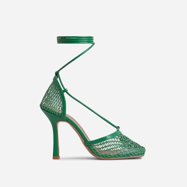 Netted Tie Up Heels - Kelly Obi New York