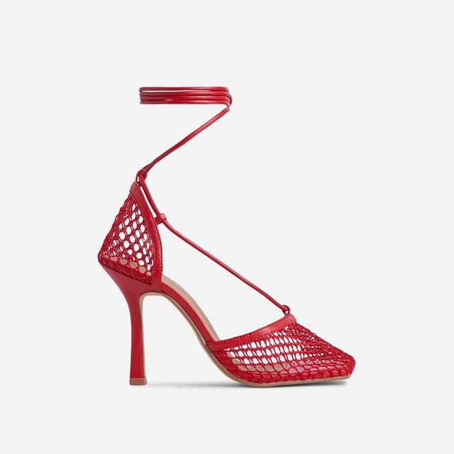 Netted Tie Up Heels - Kelly Obi New York