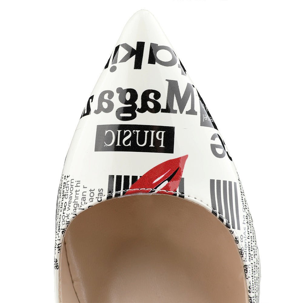 Newspaper Print Stiletto Pumps - Kelly Obi New York