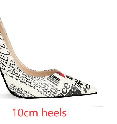 Newspaper Print Stiletto Pumps - Kelly Obi New York