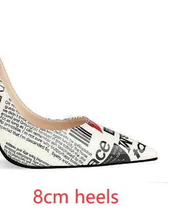 Newspaper Print Stiletto Pumps - Kelly Obi New York