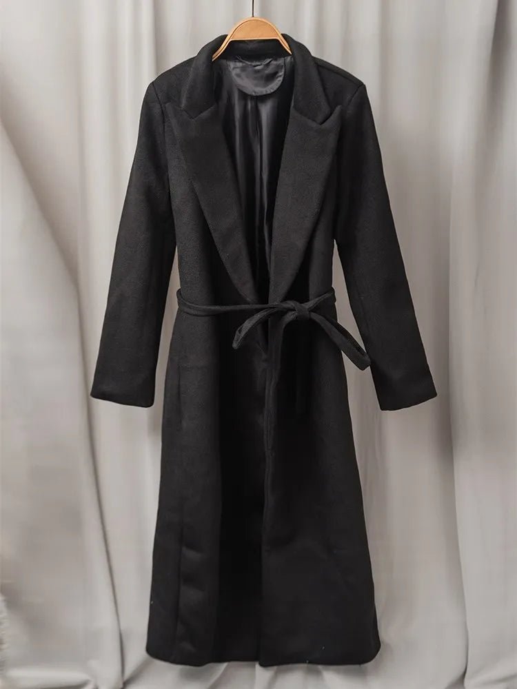 Notched Collar Lace-Up Trench Coat - Kelly Obi New York