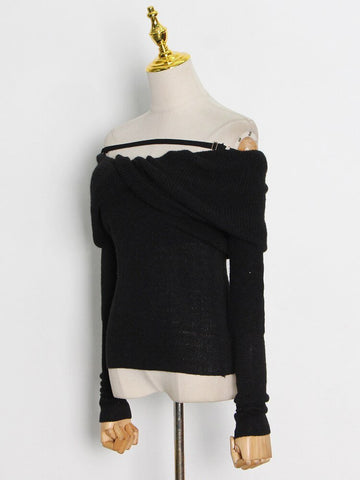 Off-Shoulder Knit Sweater - Kelly Obi New York