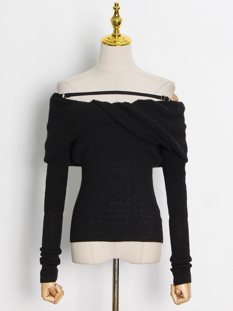 Off-Shoulder Knit Sweater - Kelly Obi New York