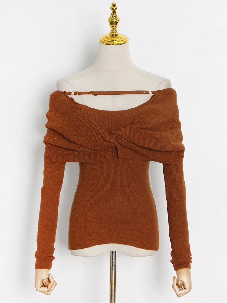 Off-Shoulder Knit Sweater - Kelly Obi New York