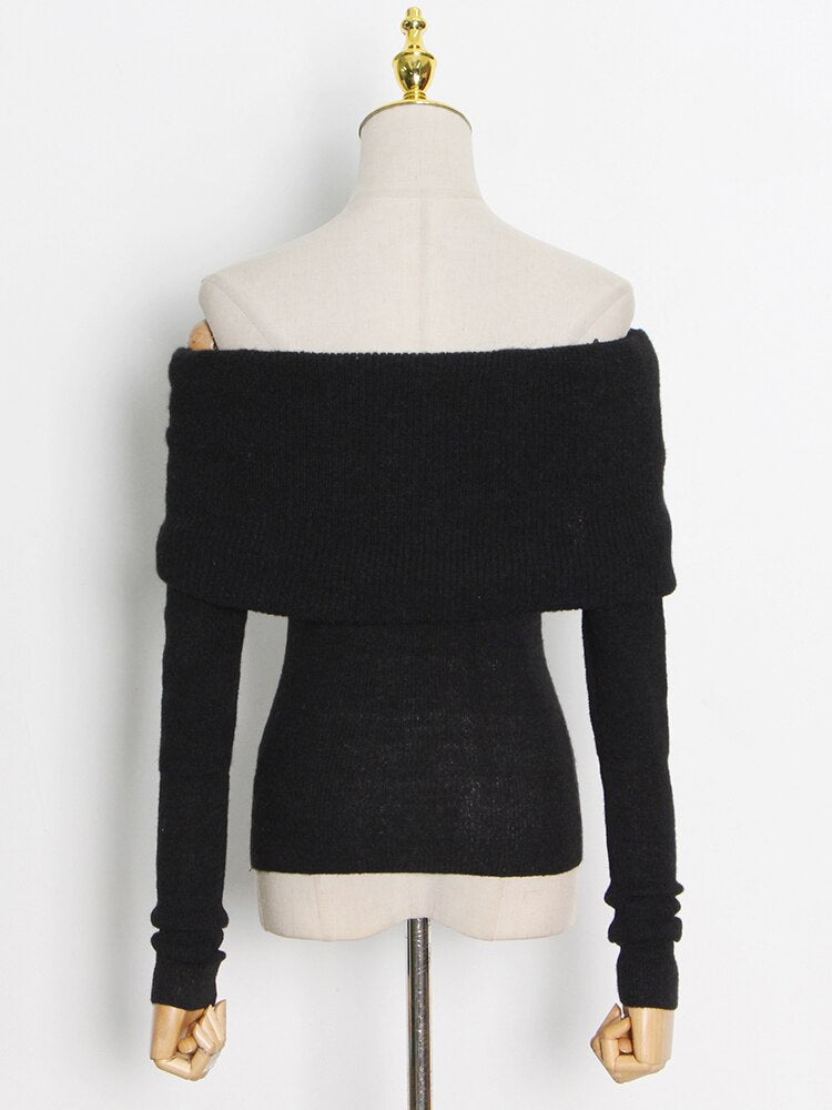 Off-Shoulder Knit Sweater - Kelly Obi New York