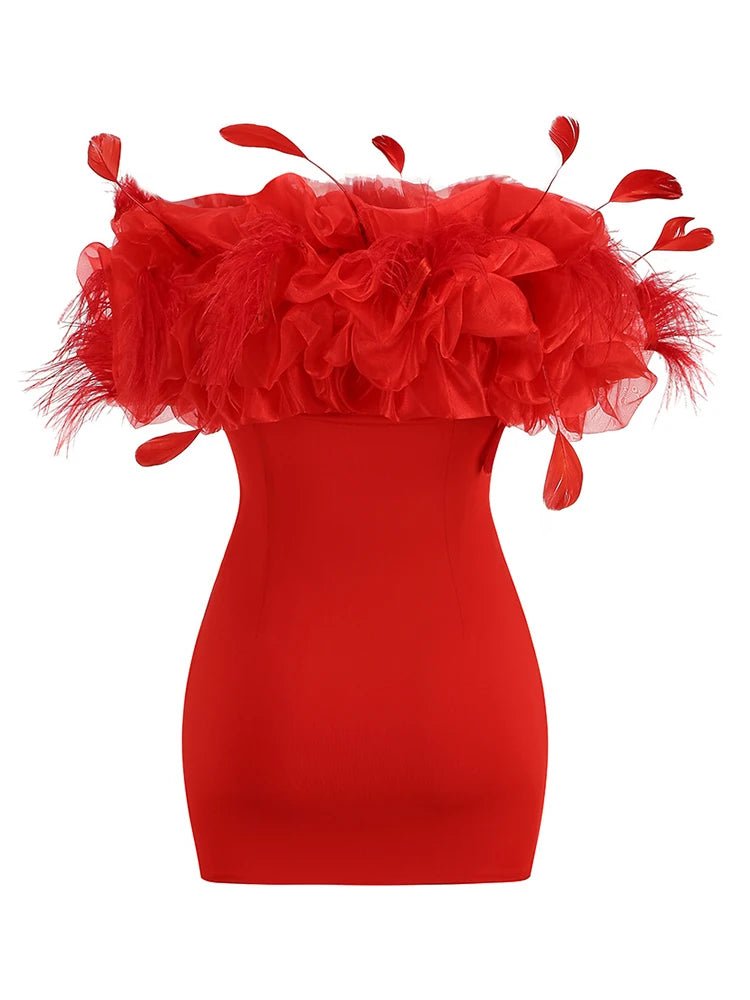 Off-Shoulder Puffy Ruffle Mini Dress - Kelly Obi New York