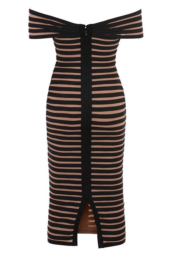 Off Shoulder Striped Dress - Kelly Obi New York