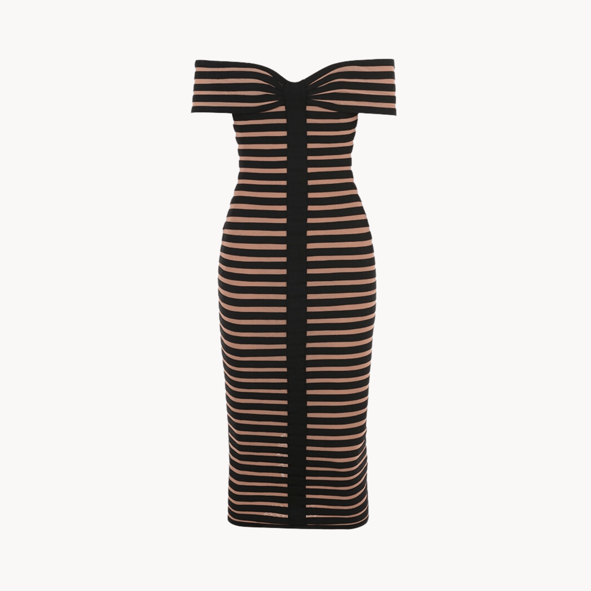 Off Shoulder Striped Dress - Kelly Obi New York