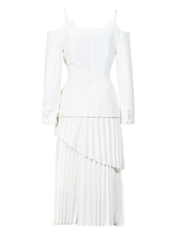 Off-Shoulder Top+Pleated Skirt Set - Kelly Obi New York