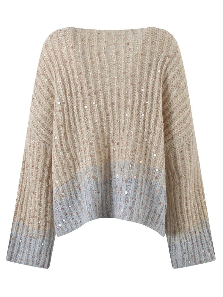 Ombre Sequined Knit Wool Sweater - Kelly Obi New York