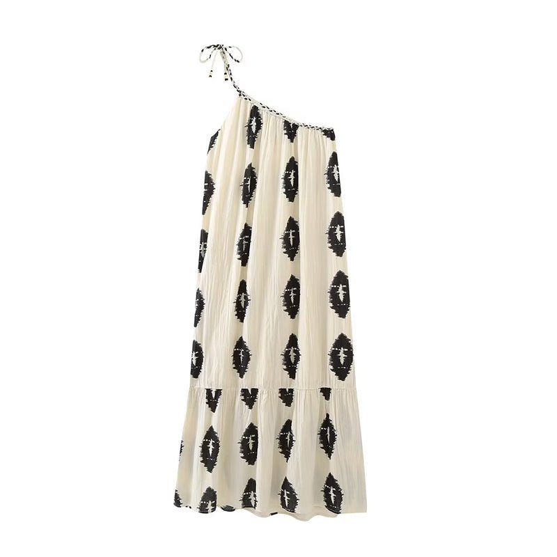 One Shoulder Printed Dress - Kelly Obi New York