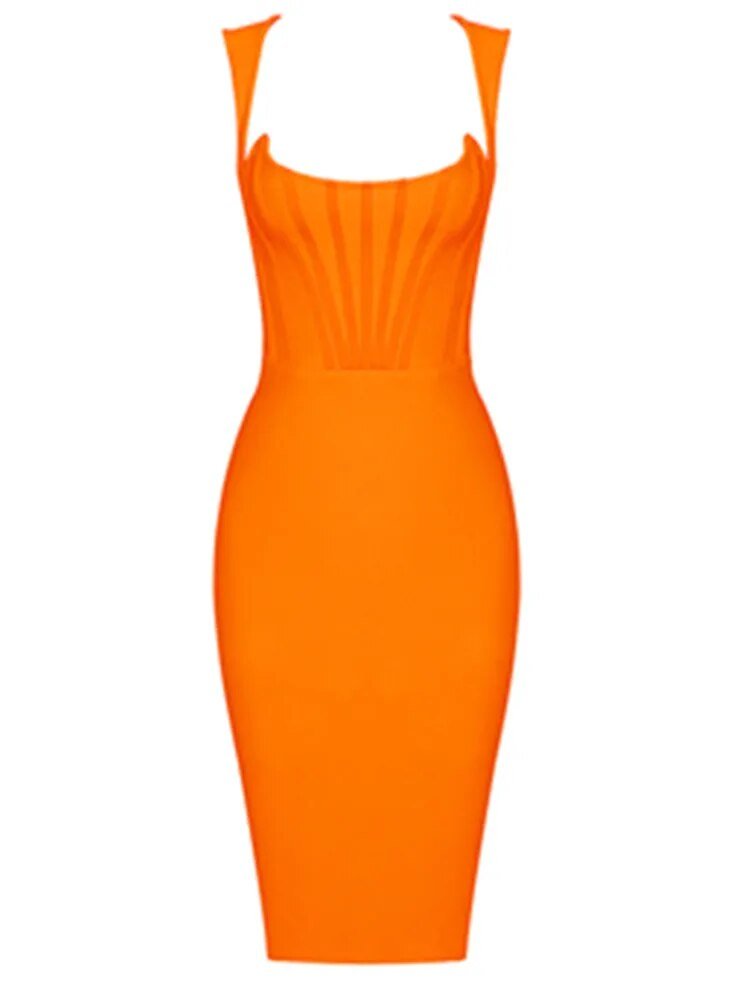 Orange Bodycon Bandage Dress - Kelly Obi New York