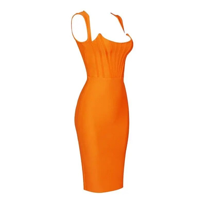 Orange Bodycon Bandage Dress - Kelly Obi New York