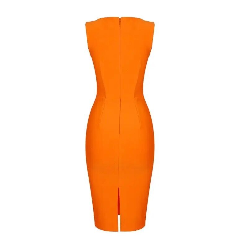 Orange Bodycon Bandage Dress - Kelly Obi New York